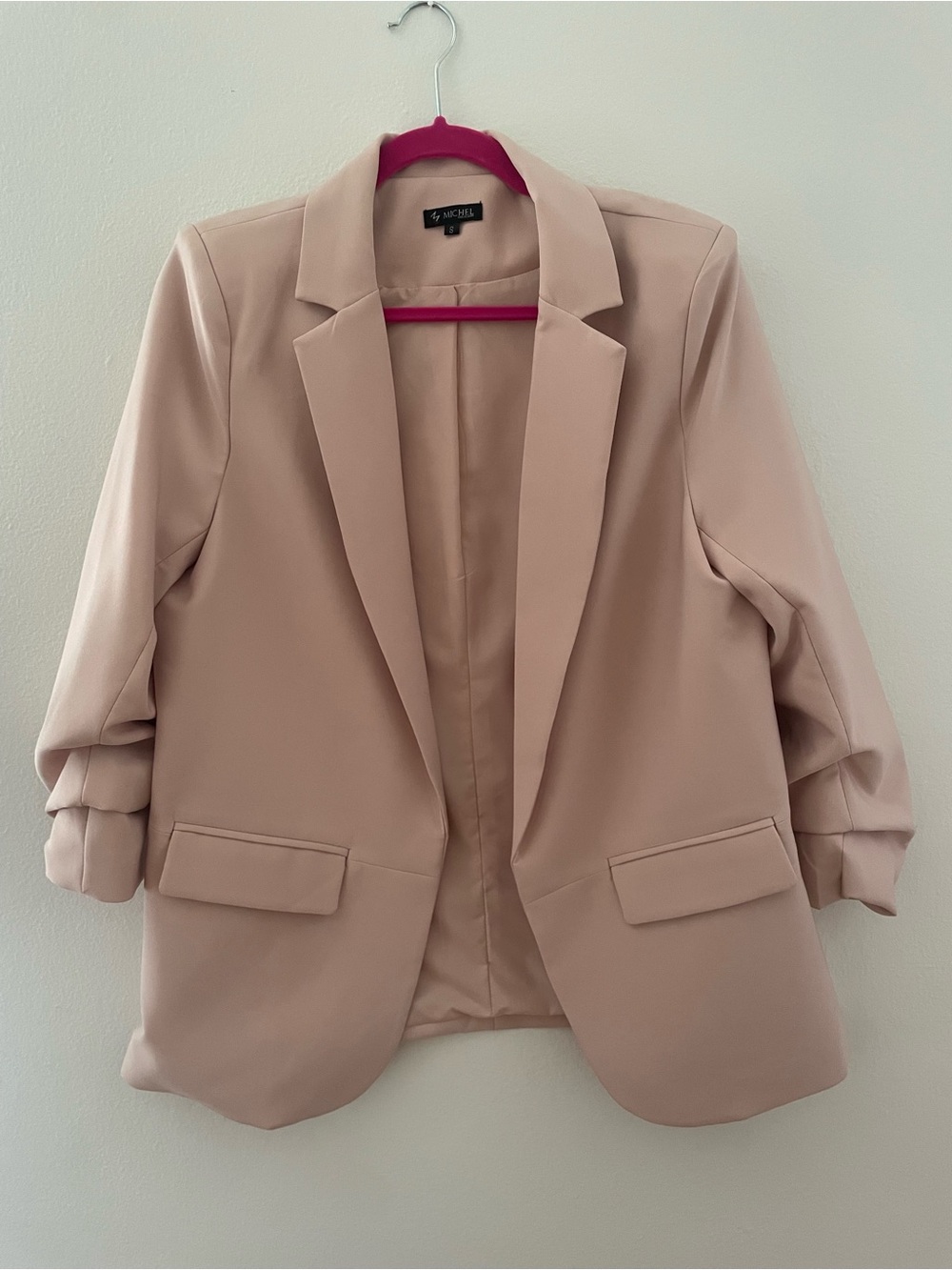 Micheal (Micheal Kors style) Women's Blush Pink Open-Front Blazer